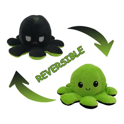 (Green + Black) Double-Sided Flip Reversible Octopus Plush Toy