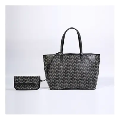 (Black , Medium ) UK Goyard Dog Tooth Bag Large Capacity Tote Mother Bag Handbag Women Gifts Bag