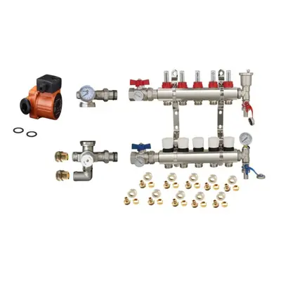 (5 PORT) Water Underfloor Heating Kit - Ports with Pump and Blending Valve Set