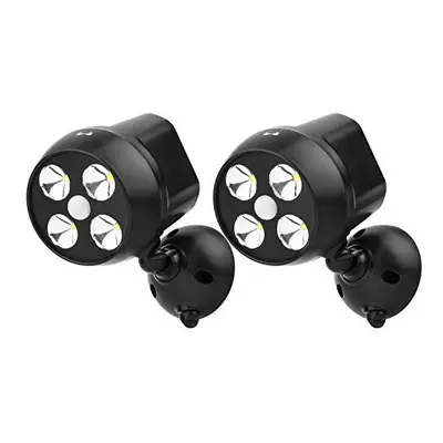 [2-Pack Battery Powered Security Light, PIR Motion Sensor Spotlight, Weatherproof Outdoor Wall L