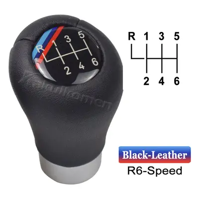 (6 Speed Black A) Premium Leather 6 Speed Manual Gear Shift Knob for BMW 3 6 Series