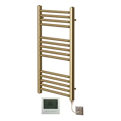 (400mm x 800mm, Yes) York Flat Brushed Brass Electric Towel Rails