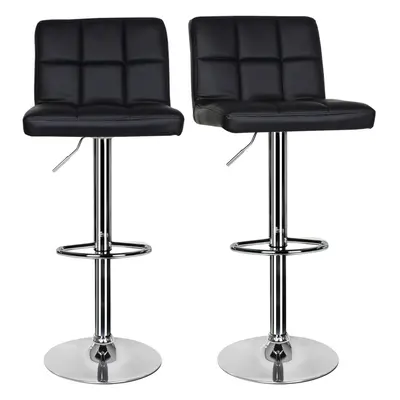 (Black) Bar Stools Set of 2,Leather Breakfast Bar Stool Swivel Gas Lift