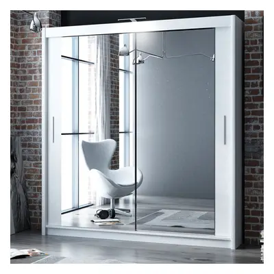 (White, 203) Modern Bedroom Mirror Sliding Door Wardrobe DAKO 3-- SIZES, COLORS