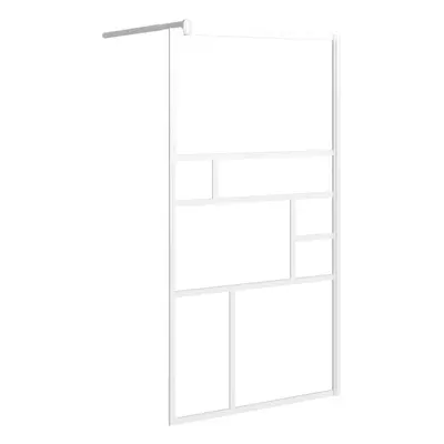 (white, x cm) vidaXL Walk-in Shower Wall with Glass Shower Screen Black/White Multi Sizes