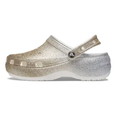 Crocs Women's Classic Platform Glitter Clog White/Gold