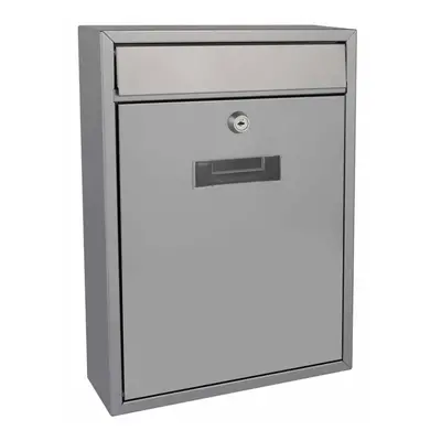 Perel Mailbox Ibiza Silver Outdoor Home Lockable Mail Letter Post Box BG40003