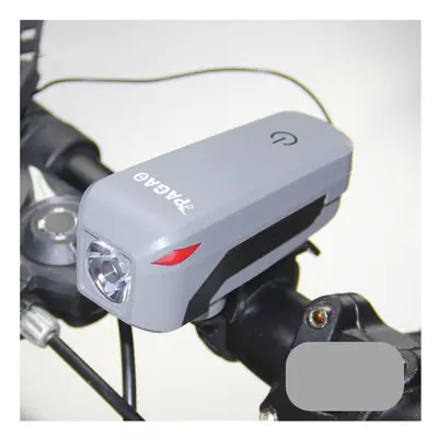 (Grey) Bicycle Headlight Electronic Bell Siren Alert Trumpet USB Charge 140DB