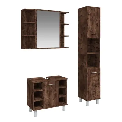 (smoked oak) vidaXL Bathroom Furniture Set Vanity Unit Sink Unit Piece Engineered Wood