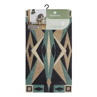 SOLEMATEÂ® Hand Carved Art Deco Door Mat, Turquoise