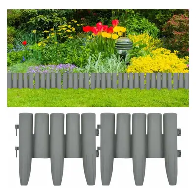 vidaXL 36x Lawn Edging Grey PP Garden Border Flower Bed Plant Grass Fence