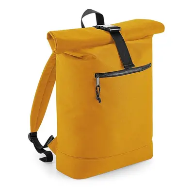 (One Size, Mustard) BagBase Unisex Recycled Roll-Top Backpack