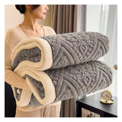 (grey, 200*230cm) Winter Warm Sleeping Blanket Soft Comfortable Flannel Fleece Blankets For Bed 