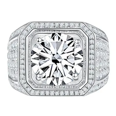 (white, 12) Bagueringen Man&apos;s S925 Sterling Silver Jewelry Luxury 1ct D Color Moissanite Di