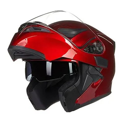 (as the picture, XL) Motorcycle Dual Visor Full Face Modular Flip Up Motorcycle Helmet Motocross