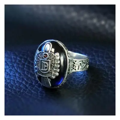 (as the picture, 10) The Vampire Diaries Cosplay Damon Salvatore Artificial Gemstone Ring Sterli