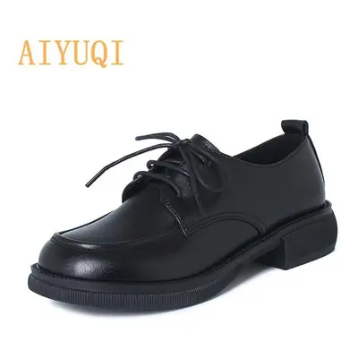 (black, 35) Shoes Loafers Women Plus Size Lace Up British Style Student Shoes Spring Fashion Gir