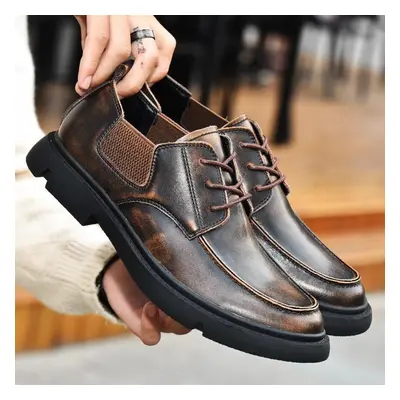 (dark brown, 42) Men&apos;s Casual Leather Shoes Derbies