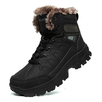 (black, 45) Winter Outdoor Waterproof Men Boots Russian Style Ankle Boots For Men Snow Boots Plu