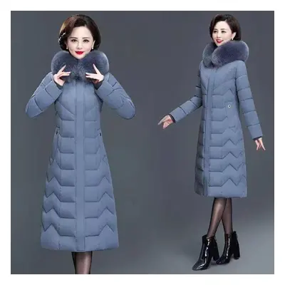 (blue, XXL) Plus Size Middle-aged And Elderly Plus Fertilizer Cotton-padded Jacket Women&apos;s 