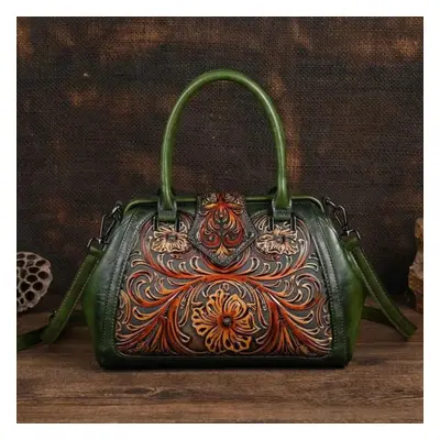 (green) Spring New Retro Embossed Women Leather Bag Luxury Handbag Versatile Female Shoulder & C