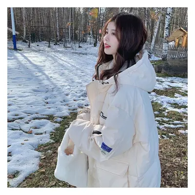 (beige, M) Winter Down Cotton Clothes Women&apos;s Plus Size Loose Bread Clothes Cotton Coat Jac