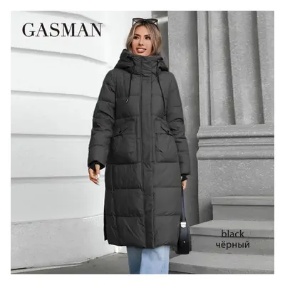 (black, S) Gasman Women&apos;s Jacket Long Fashion Grace Women Winter Down Jackets Zipper Pocket