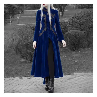 (navy blue, XXXL) Fashion Womens Long Sleeve Mediaeval Cape Coat Gothic Steampunk Victorian Tren