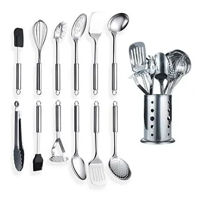 Berglander Stainless Steel Kitchen Utensil Piece with Stand, Cooking Spoon, Kitchen Tools Cookin