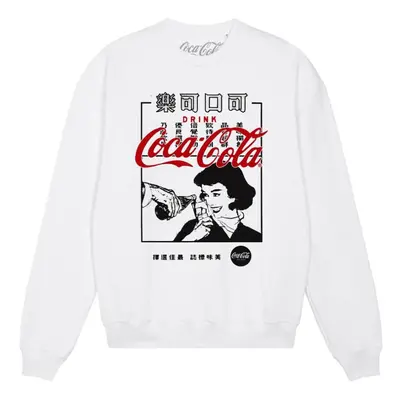 (L, White) Coca-Cola Unisex Adult Graphic Sweatshirt