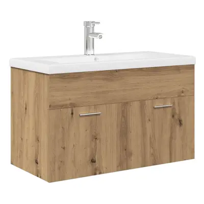 vidaXL Sink Cabinet with Built-in Basin and Faucet Artisan Oak