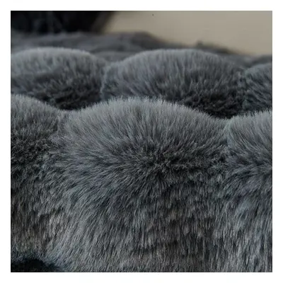 (grey, 90*240cm) Rabbit Plush Sofa Cushion Winter Padded Plush Cushion Non-slip Leather Sofa Cov