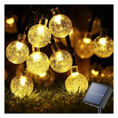 (yellow, 22M 200LEDS) Solar Bubble Ball Outdoor Crystal Ball Lantern Christmas Light Garden Gard