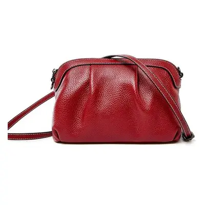 (burgundy) New Model Women Messenger Bag 100% Genuine Leather High Quality Small Hobos Bags Dail