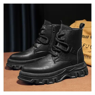 (black, 39) New Fashion Men&apos;s High Top Breathable Shoes Male Boys Students&apos;s Comfortab