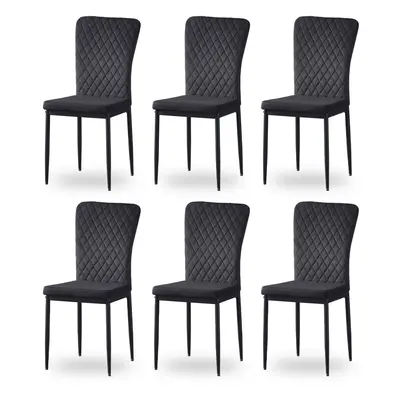 (Black, 6) Light Luxury Dinning Chair Office Backrest Bedroom