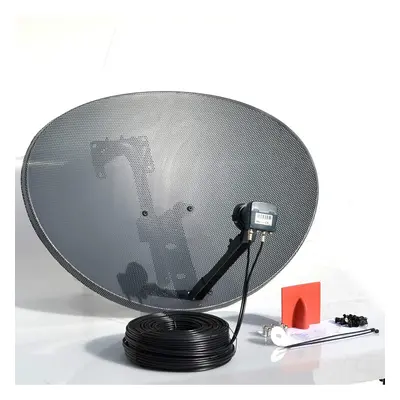 (10 Meter Twin Kit Black ) Viewi 80CM Zone Freesat HDR Satellite Dish DIY Self Installation Kit,