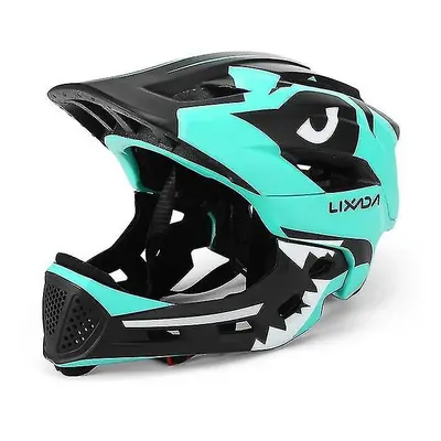 (Light blue) Kids Detachable Full Face Bike Helmet Children's Sports Child Cycling Mtb Motorcycl