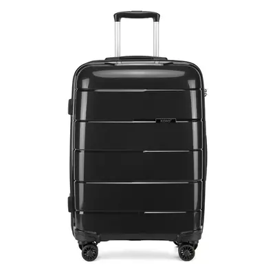 (Black, inch) 20/24/28 Inch PP Hard Shell Suitcase Travel Trolley With TSA Lock