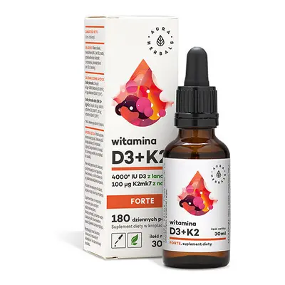 Aura Herbals Witamina D3 IU + K2 Âµg Forte, krople, ml