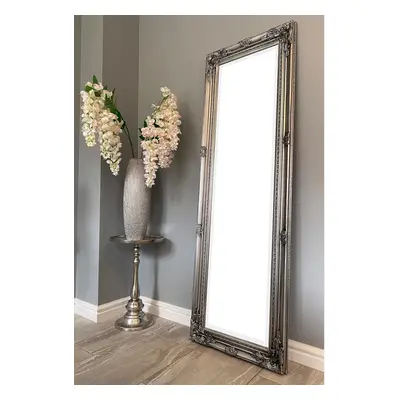 Tall Antique Silver Full Length Dressing Wall Mirror with Bevelled Glass - Overall Size: cm x cm