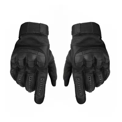 (Black, S) Touching Screen Hard Knuckle Gloves PU Leather Outdoor Sport Proffessional Cycling Pa