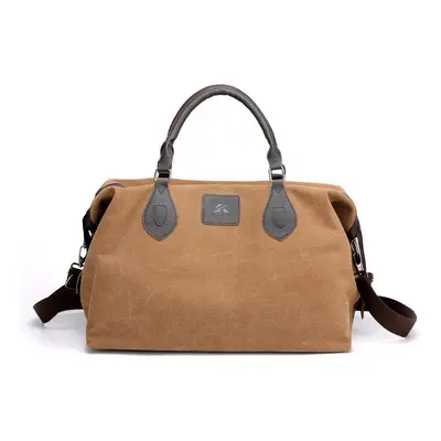 (Brown) Canvas Travel Bag Outdoor Men Casual Fashion Handbag Large Capacity Multifunctional Bag