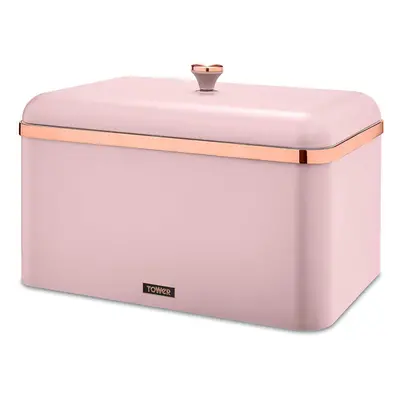 Tower T826130PNK Cavaletto Bread Bin, Durable Carbon Steel, Pink & Rose Gold