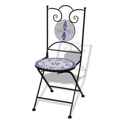 Mosaic Bistro Chair Blue / White Set of