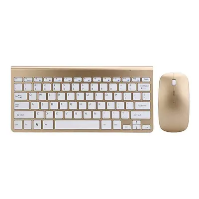 (Gold) Wireless Keyboard and 1200DPI Wireless Ultra Thin Mouse Combo Set with USB Receiver For P