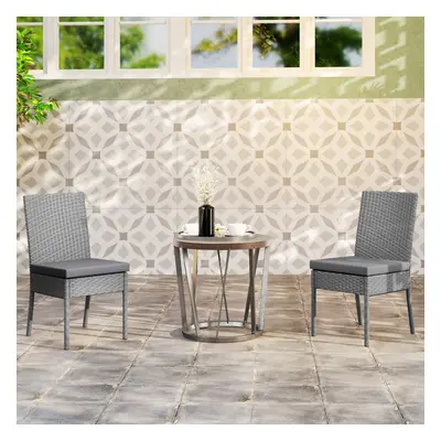 Outsunny PCs Rattan Garden Chairs with Cushion, Wicker Dining Chairs, Grey