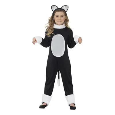 (7-9 Years, Black/White) Smiffys Girls Cat Halloween Costume Set