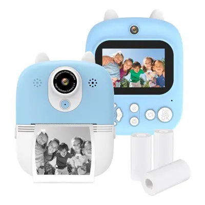 (Blue) Stone Multifunctional 3-in-1 Instant Print Camera Dual Front and Rear Cameras 1200W Pixel