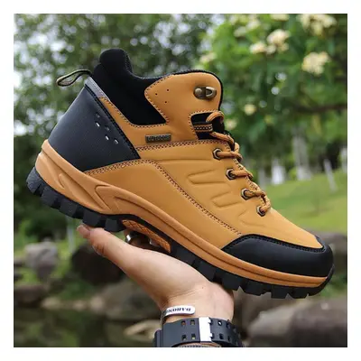 (yellow, 44) Tuinanle Men Waterproof Ankle Boots Winter Warm Plush Snow Boots Men Outdoor Sneake